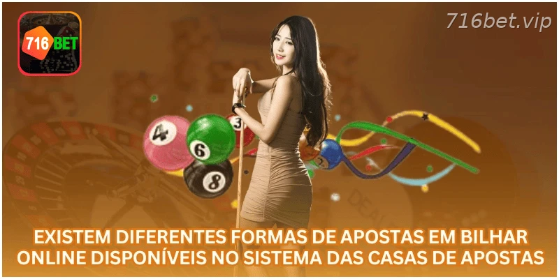 Diferentes tipos de apostas em bilhar online disponíveis na plataforma.